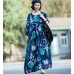 enjoysweety Oversized Loose Fitting Long Maxi Dress, Gown, Cotton Dress, Oversized Dress, Pleated Dress, Retro printing Dress—0048