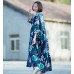 enjoysweety Oversized Loose Fitting Long Maxi Dress, Gown, Cotton Dress, Oversized Dress, Pleated Dress, Retro printing Dress—0048