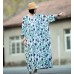 enjoysweety Oversized Loose Fitting Long Maxi Dress, Gown, Cotton Dress, Oversized Dress, Pleated Dress, Freshness printing Dress—0049