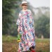 enjoysweety Oversized Loose Fitting Long Maxi Dress, Gown, Cotton and Linen Dress, Oversized Dress, Pleated Dress, Casual  printing Dress—0050