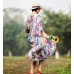 enjoysweety Oversized Loose Fitting Long Maxi Dress, Gown, Cotton and Linen Dress, Oversized Dress, Pleated Dress, Casual  printing Dress—0050