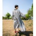 enjoysweety Oversized Loose Fitting Long Maxi Dress, Gown, Cotton and Linen Dress, Oversized Dress, Pleated Dress, Star printing Dress—0051