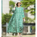enjoysweety Oversized Loose Fitting Long Maxi Dress, Gown, Cotton Dress, Ramie Dress, Linen Dress, Pleated Dress, Printing Dress—0052