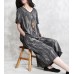 enjoysweety Women two-piece summer linen suit, Linen blouse V collar tops and cropped pants harem pants，Linen stripe summer clothing，Leisure suit—0071