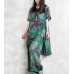 enjoysweety Women two-piece summer mixed silk suit, Irregular shirts pullover tops and cropped pants harem pants，Printing summer clothing，Leisure suit—0077  