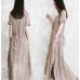 enjoysweety Linen Summer Dress,  Irregular Dress, Short sleeve Dress, Long with a tie Dress,  Pleated Dress, Dress—0082