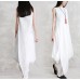 enjoysweety Linen and Tencel Summer Dress, Irregular Dress, Sleeveless Dress, Long Dress, Kaftan Dress, Striped Dress, Two Way Wear Dress—0083