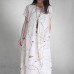 enjoysweety Linen and Silk Summer Dress In White, Loose Dress，Abstract Printing Dress, Short sleeve Dress, Long Dress,  Kaftan Dress, Dress—0084  