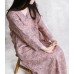 enjoysweety Linen Summer Dress, Loose Dress，Abstract Printing Dress, V collar Dress, Long Dress, Buckle Dress, Dress—0085