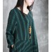 enjoysweety Linen Spring Dress In Green, Loose Fitting Dress, Long Dress, Irregular Dress, Pleated Dress，Stripe Dress—0087