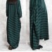 enjoysweety Linen Spring Dress In Green, Loose Fitting Dress, Long Dress, Irregular Dress, Pleated Dress，Stripe Dress—0087