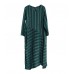 enjoysweety Linen Spring Dress In Green, Loose Fitting Dress, Long Dress, Irregular Dress, Pleated Dress，Stripe Dress—0087