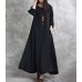 enjoysweety Linen Spring Dress, Loose Fitting Dress, Long Dress, Large pendulum Dress, Splicing Dress，Stripe Dress—0088  