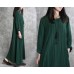 enjoysweety Linen Spring Dress, Loose Fitting Dress, Long Dress, Large pendulum Dress, Splicing Dress，Stripe Dress—0088  