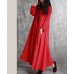 enjoysweety Linen Spring Dress, Loose Fitting Dress, Long Dress, Large pendulum Dress, Splicing Dress，Stripe Dress—0088  