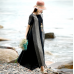 enjoysweety Linen Summer Dress, Striped stitching Dress, Short sleeve Dress, Long Dress,  Kaftan Dress, Asymmetric Dress—0102