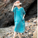 enjoysweety Loose Fitting Long Maxi Dress，Linen Dress , Casual Dress，Hand Embroidered Dress, Short sleeve Dress, Summer Dress, Dress—0103