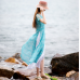 enjoysweety Linen Summer Dress, Chinese style Dress, reformed cheongsam, Long Dress, Sliming Dress, Printing Dress—0107