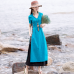 enjoysweety Linen Summer Dress, Chinese style Dress, reformed cheongsam, Long Dress, Sliming Dress, Embroidered Dress—0109  