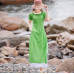 enjoysweety Linen Summer Dress, Chinese style Dress, reformed cheongsam, Long Dress, Fitting Dress, Two Layers Dress—0110