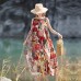 enjoysweety Loose Fitting Long Maxi Dress，Linen Dress, Casual Dress，Printing Dress, Sleeveless Dress, Summer Dress, Two Way Wear Dress—0113