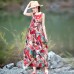 enjoysweety Loose Fitting Long Maxi Dress，Linen Dress, Casual Dress，Printing Dress, Sleeveless Dress, Summer Dress, Two Way Wear Dress—0113