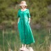 enjoysweety Loose Fitting Long Maxi Dress，Linen Dress, Casual Dress，Embroidered Dress，Summer Dress, Ramie Dress—0114