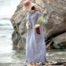 enjoysweety Loose Fitting Long Maxi Dress，Linen Dress, Cotton Dress，Casual Dress，Embroider Dress，Summer Dress, Large Pocket Dress—0117