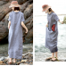 enjoysweety Loose Fitting Long Maxi Dress，Linen Dress, Cotton Dress，Casual Dress，Embroider Dress，Summer Dress, Large Pocket Dress—0117