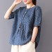 enjoysweety Women Linen Plaid Tops，Casual Blouse, Cotton T-shirt，Asymmetrical Tops，Comfortable Linen Shirt，Leisure Spring Blouse—0203  