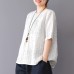 enjoysweety Women Linen Plaid Tops，Casual Blouse, Cotton T-shirt，Asymmetrical Tops，Comfortable Linen Shirt，Leisure Spring Blouse—0203  