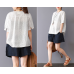 enjoysweety Women Linen Plaid Tops，Casual Blouse, Cotton T-shirt，Asymmetrical Tops，Comfortable Linen Shirt，Leisure Spring Blouse—0203  