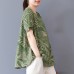 enjoysweety Women Cotton Printing Tops，Casual Blouse, Cotton T-shirt，Asymmetrical Tops，Comfortable Linen Shirt，Leisure Summer Blouse—0204