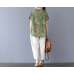 enjoysweety Women Cotton Printing Tops，Casual Blouse, Cotton T-shirt，Asymmetrical Tops，Comfortable Linen Shirt，Leisure Summer Blouse—0204