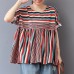 enjoysweety Women Cotton Striped Tops，Casual Blouse, Cotton T-shirt，Asymmetrical Tops，Comfortable Linen Shirt，Leisure Summer Blouse—0205  