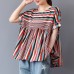 enjoysweety Women Cotton Striped Tops，Casual Blouse, Cotton T-shirt，Asymmetrical Tops，Comfortable Linen Shirt，Leisure Summer Blouse—0205  