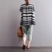 enjoysweety Women Linen Striped Tops，Casual Blouse, Cotton T-shirt，Asymmetrical Tops，Comfortable Linen Shirt，Leisure Summer Blouse—0208  