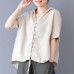 enjoysweety Women Linen Hooded Tops，Casual Blouse, Cotton T-shirt，Asymmetrical Tops，Comfortable Linen Shirt，Leisure Summer Blouse—0210