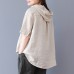 enjoysweety Women Linen Hooded Tops，Casual Blouse, Cotton T-shirt，Asymmetrical Tops，Comfortable Linen Shirt，Leisure Summer Blouse—0210