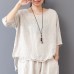 enjoysweety Women Linen Striped Tops，Casual Blouse, Cotton T-shirt，Asymmetrical Tops，Comfortable Linen Shirt，Leisure Summer Blouse—0211  