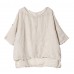 enjoysweety Women Linen Striped Tops，Casual Blouse, Cotton T-shirt，Asymmetrical Tops，Comfortable Linen Shirt，Leisure Summer Blouse—0211  