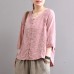 enjoysweety Women Cotton Embroidered Tops，Casual Blouse, Cotton T-shirt，Asymmetrical Tops，Comfortable Linen Shirt，Leisure Summer Blouse—0216  