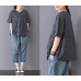 enjoysweety Women Cotton Plaid Tops，Casual Blouse, Cotton T-shirt，Asymmetrical Tops，Comfortable Linen Shirt，Leisure Summer Blouse—0217  