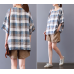 enjoysweety Women Linen Plaid Tops，Casual Blouse, Cotton T-shirt，Asymmetrical Tops，Comfortable Linen Shirt，Leisure Summer Blouse—0219