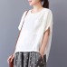 enjoysweety Women Summer Clothing，Casual Blouse, Cotton T-shirt，Asymmetrical Tops，Comfortable Linen Shirt，Leisure Blouse—0220  