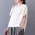 enjoysweety Women Summer Clothing，Casual Blouse, Cotton T-shirt，Asymmetrical Tops，Comfortable Linen Shirt，Leisure Blouse—0220  