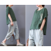 enjoysweety Women Summer Clothing，Casual Blouse, Cotton T-shirt，Asymmetrical Tops，Comfortable Linen Shirt，Leisure Blouse—0220  