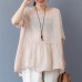 enjoysweety Women Linen Tops，Casual Blouse, Cotton T-shirt，Asymmetrical Tops，Comfortable Linen Shirt，Leisure Summer Blouse—0221