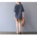 enjoysweety Women Linen Striped Tops，Casual Blouse, Cotton T-shirt，Asymmetrical Tops，Comfortable Linen Shirt，Leisure Summer Blouse—0223