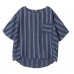 enjoysweety Women Linen Striped Tops，Casual Blouse, Cotton T-shirt，Asymmetrical Tops，Comfortable Linen Shirt，Leisure Summer Blouse—0223